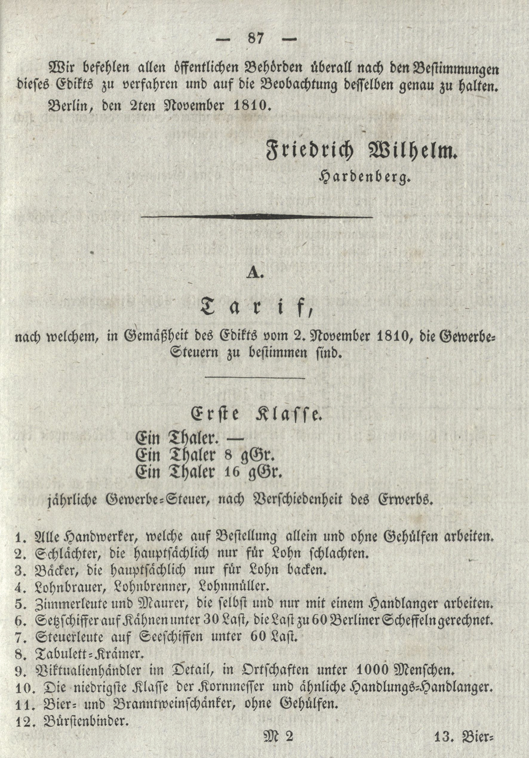 Gesetz-Sammlung für die Königlichen Preußischen Staaten, Berlin [1810], S. 87